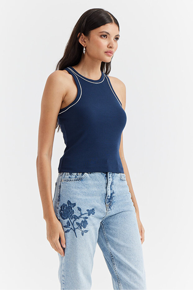 Kadın Halter Yaka Fitilli Basic Body - 2