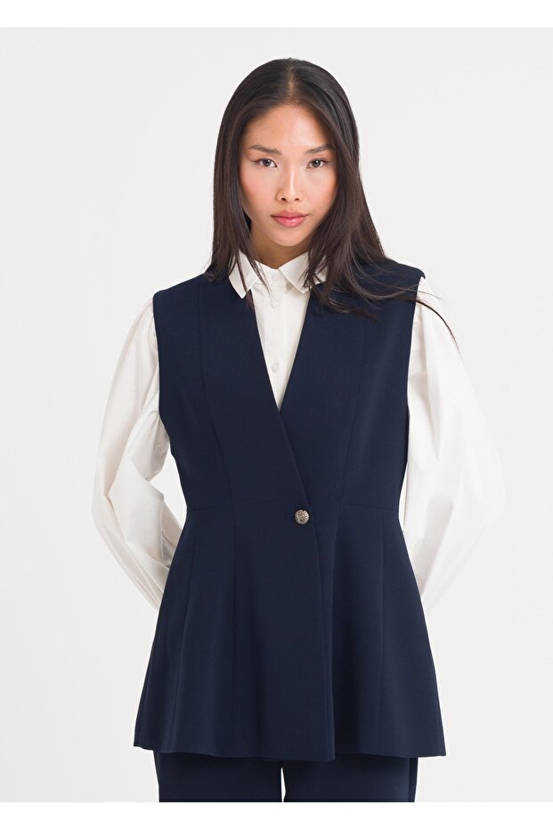 Peplum Düğmeli Yelek - 6