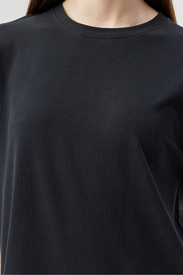 Kadın İnce Fitilli Basic T-shirt - 6