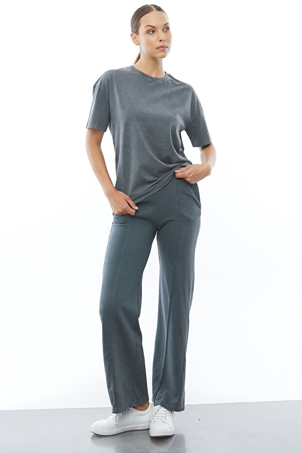 Yıkamalı Basic Oversize T-shirt - 8