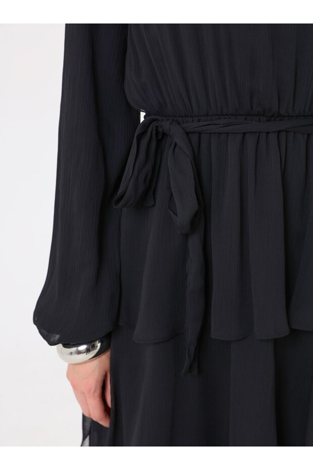 Rochie hijab cu volane - Negru - - 5