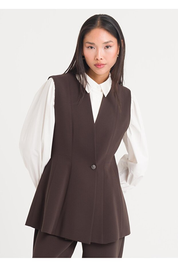 Peplum Düğmeli Yelek - 7