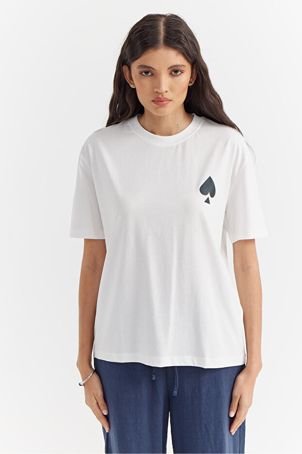 Kadın Basic Baskılı T-shirt - 1