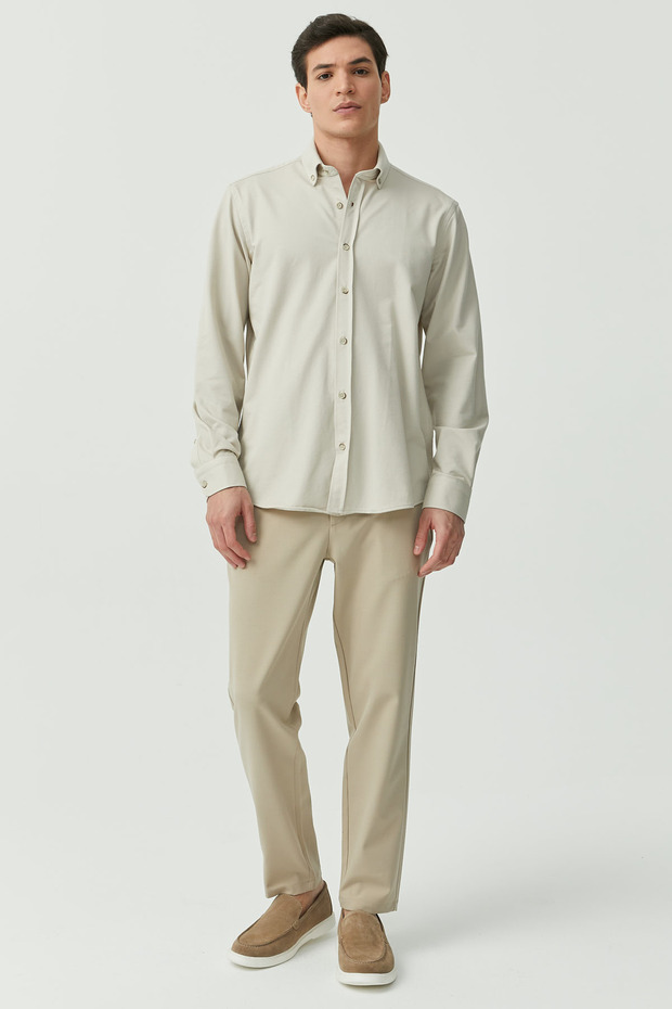 Yaka Düğmeli Regular Gömlek - 6