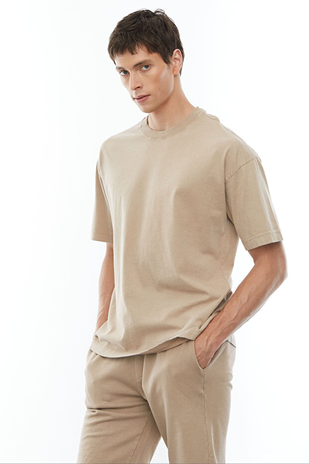 Yıkamalı Oversize Basic T-shirt - 4
