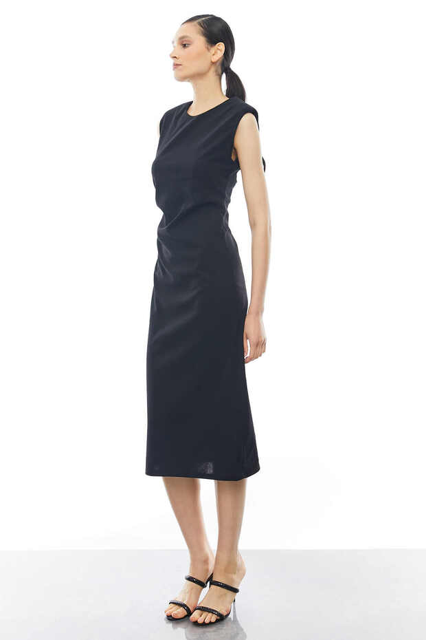 Kolsuz Drapeli Elbise - 3