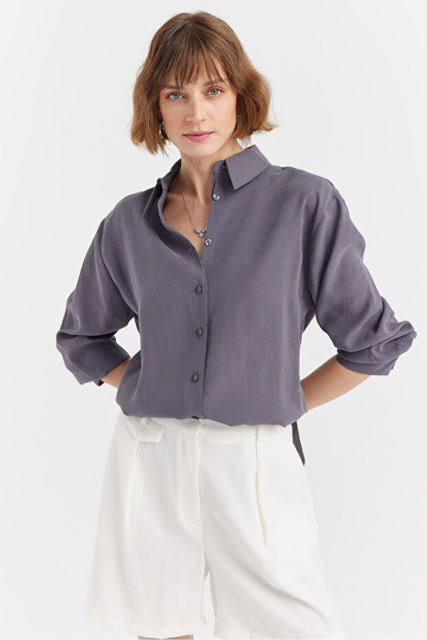 Kadın Yumuşak Dokulu Basic Gömlek - 1