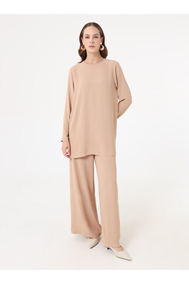 طقم مكون من قطعتين من Aerobin Basic - تونيك وبنطلون - بيج رملي - - 2