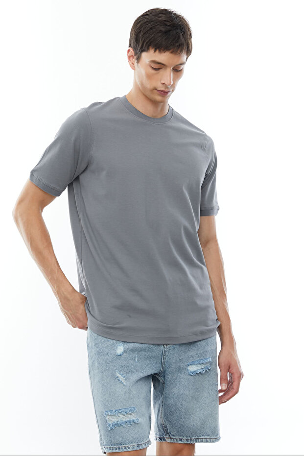 Bisiklet Yaka Basic T-shirt - 5