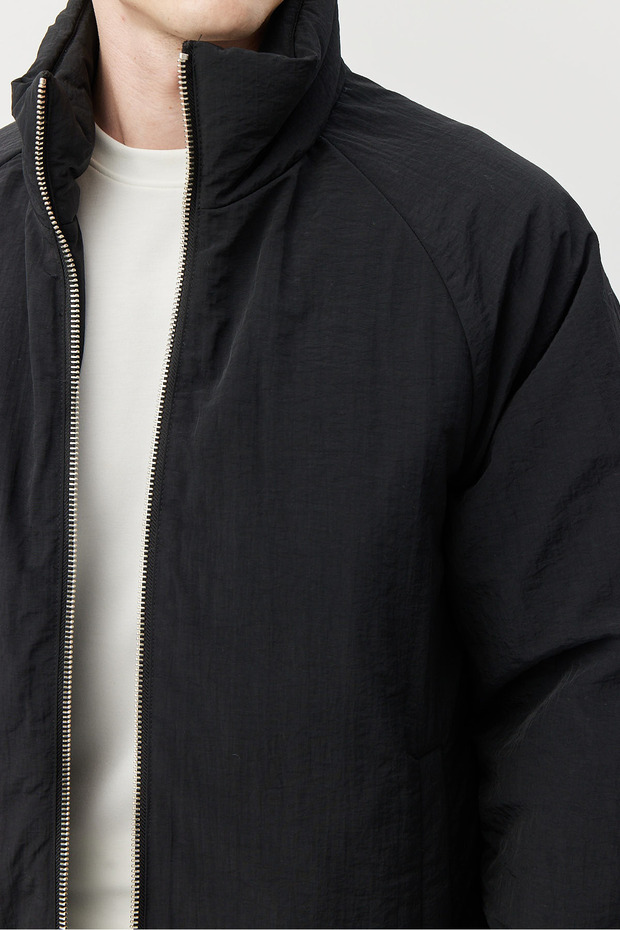 معطف بومبر للرجال ياقة مرتفعة متوسطة الطول - 6