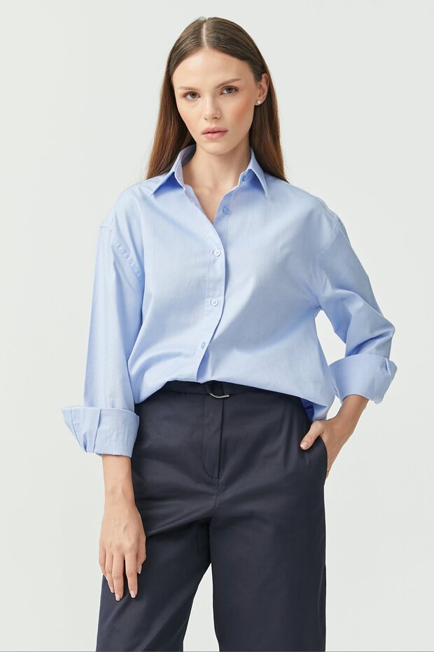 Kadın Pamuklu Gömlek - 5