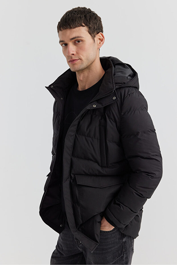 Erkek Kapüşonlu Regular Mont - 7