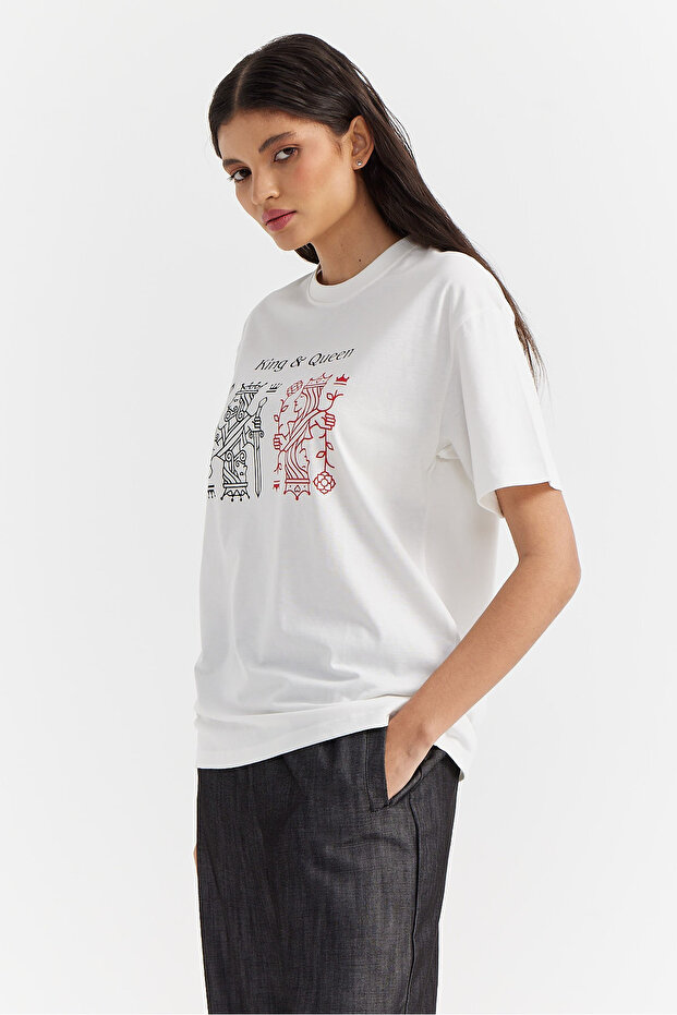 Kadın Baskılı Basic T-shirt - 3