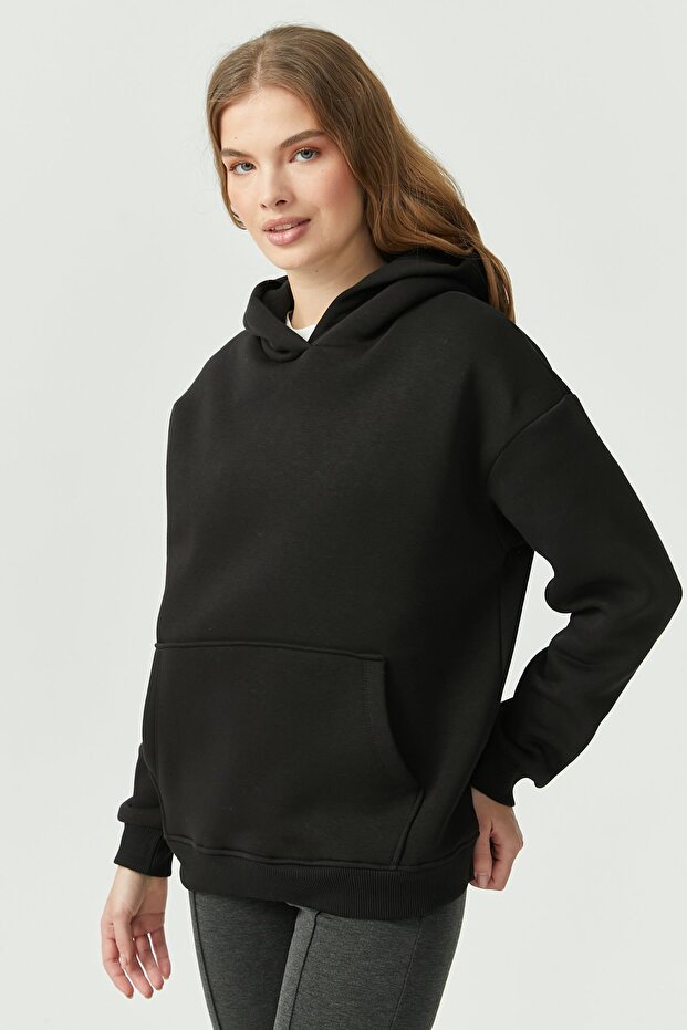 Kadın Oversize Kapüşonlu Sweat Üst - 2