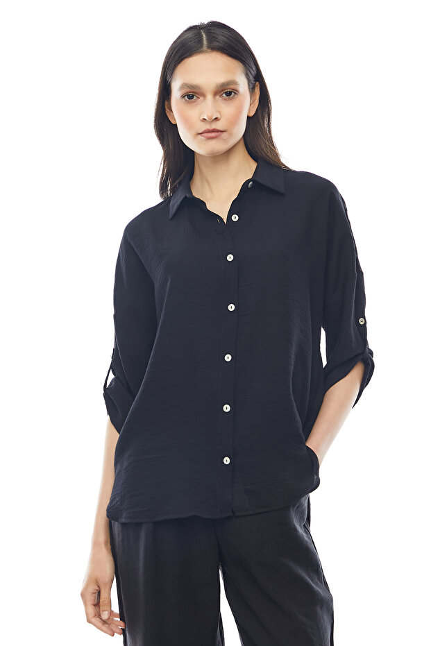 Women's Capri Sleeve Textured Shirt