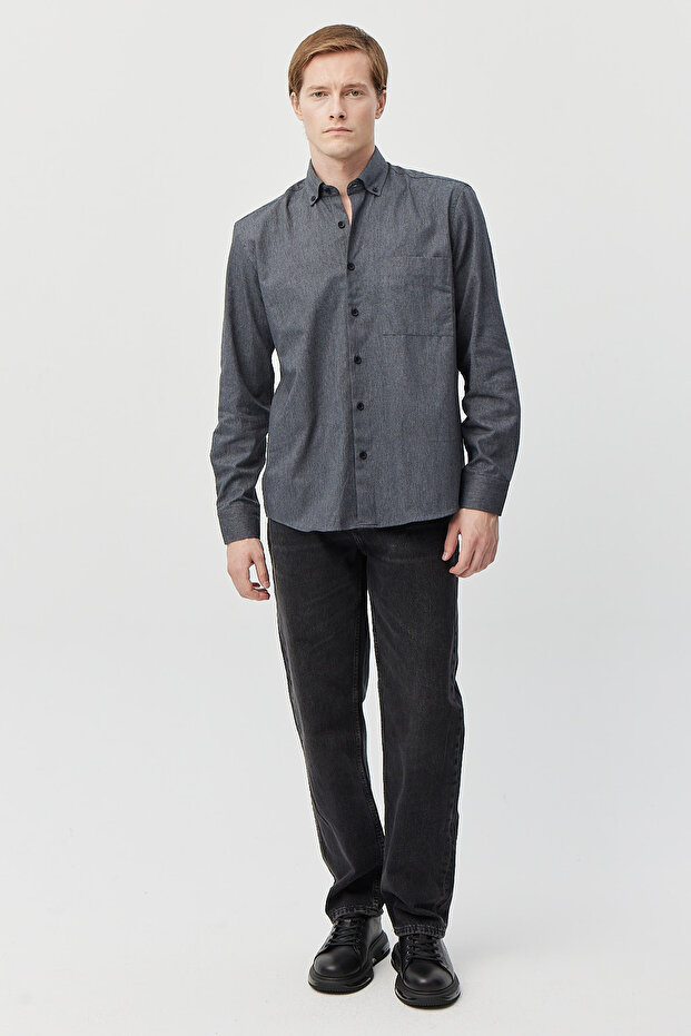 Men's Pocketed Collared Buttoned Regular Shirt - 5
