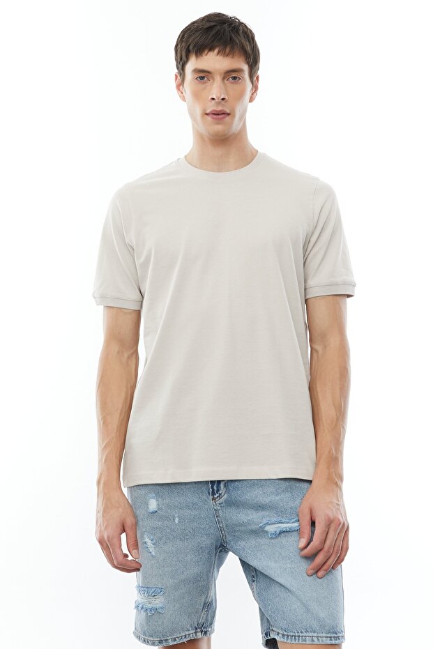 Bisiklet Yaka Basic T-shirt - 1