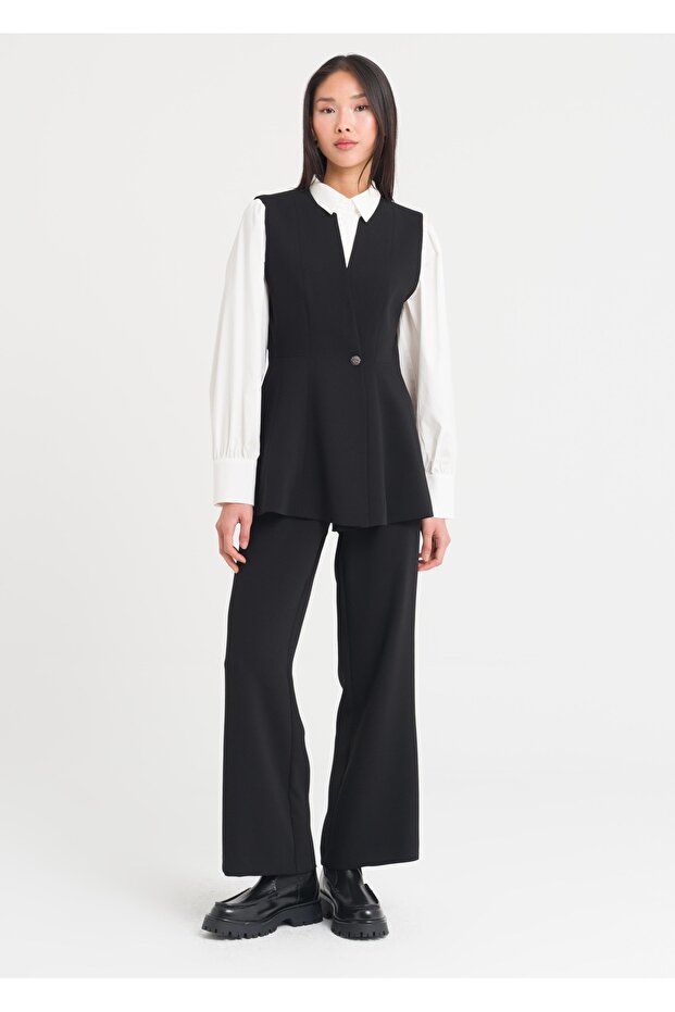 Peplum Düğmeli Yelek - 1