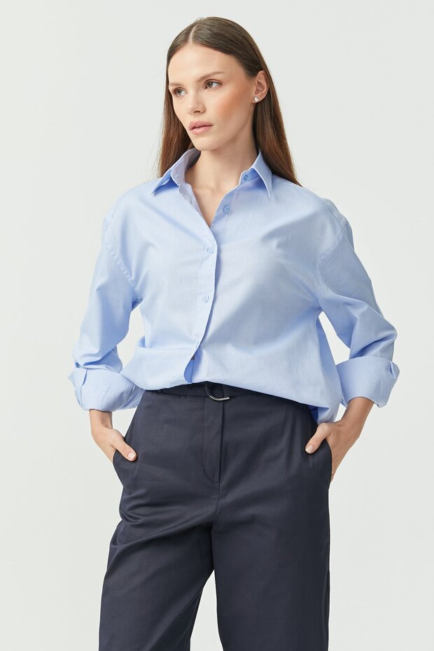 Kadın Pamuklu Gömlek - 4