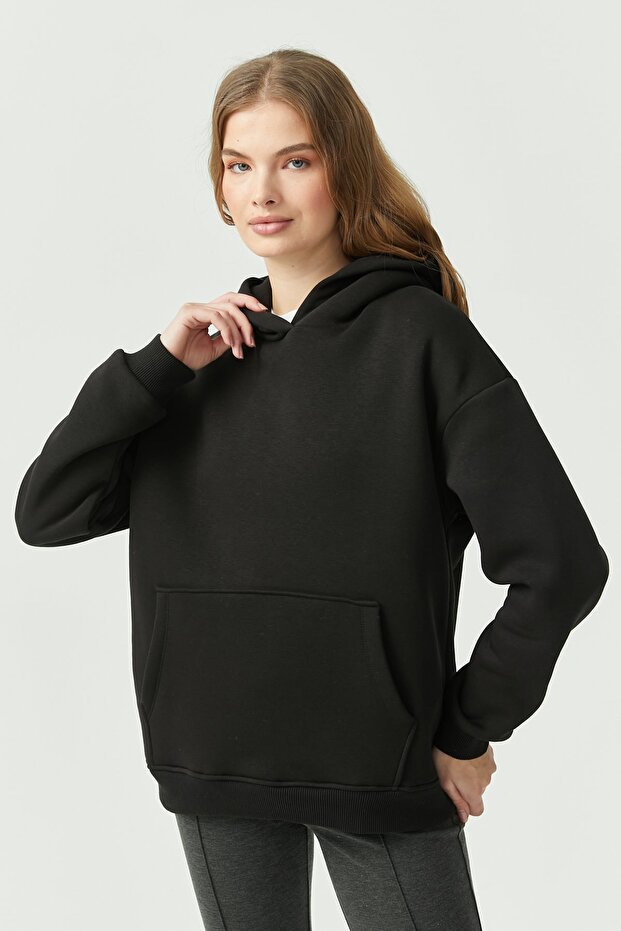 Kadın Oversize Kapüşonlu Sweat Üst - 4