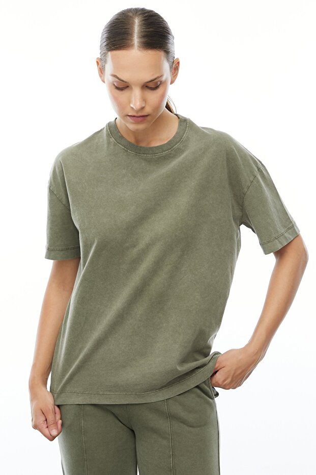 Yıkamalı Basic Oversize T-shirt - 3