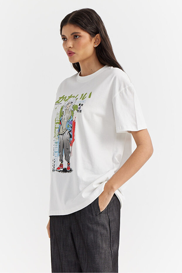 Kadın Baskılı Basic T-shirt - 3