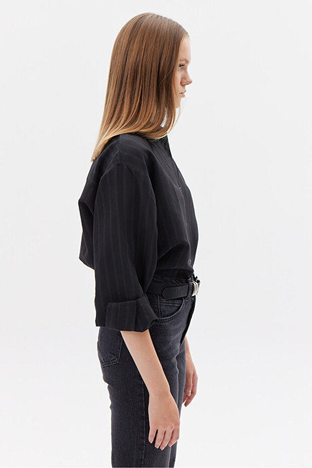 Kadın Çizgili Gömlek - 5