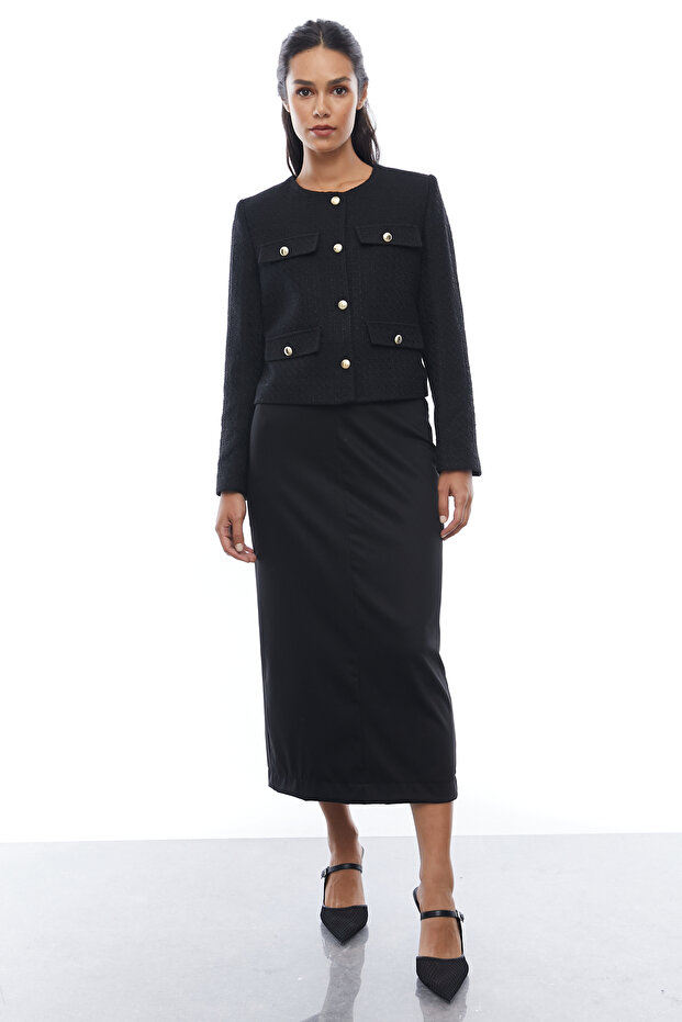 Women's Back Slit Midi Length Skirt