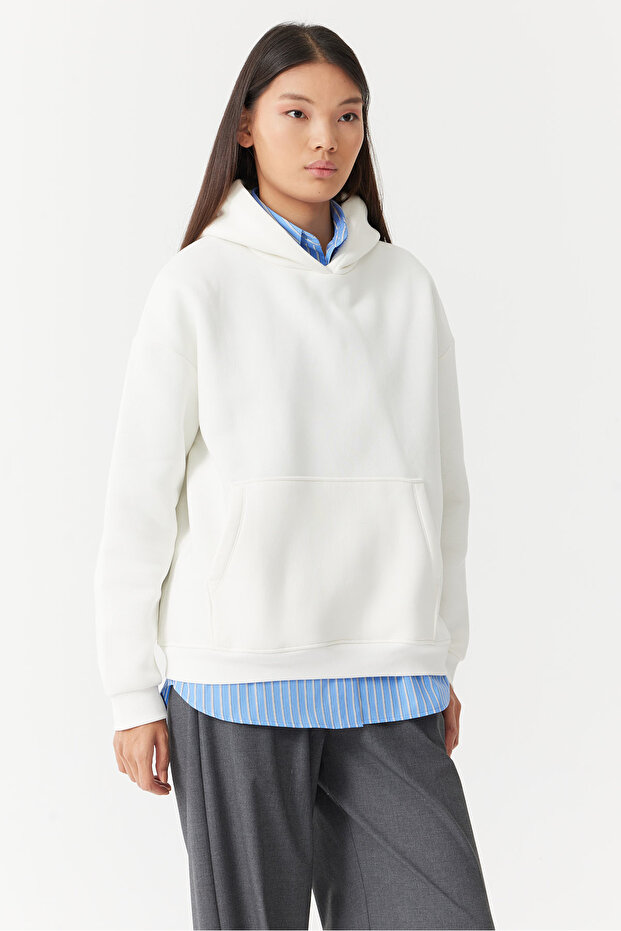 Kadın Oversize Kapüşonlu Sweat Üst - 2
