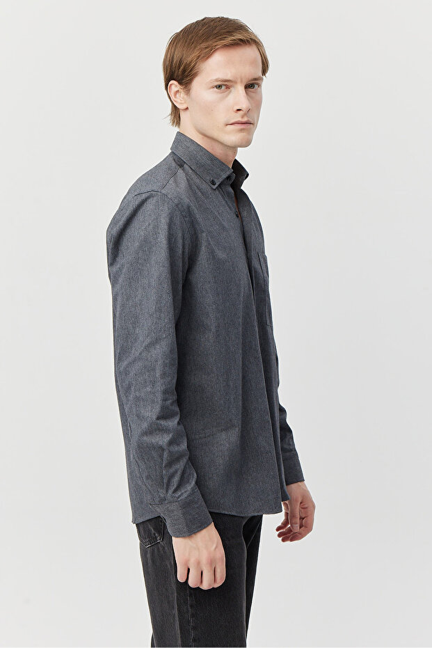 Men's Pocketed Collared Buttoned Regular Shirt - 3