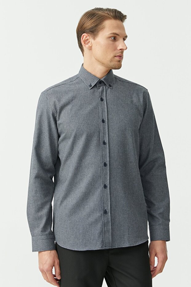 Gingham Patterned Regular Shirt - 3