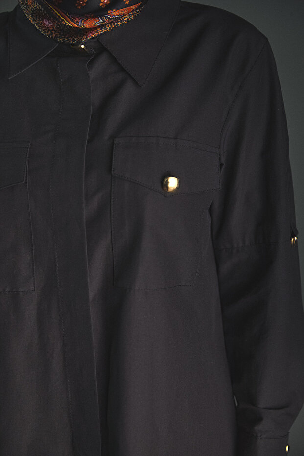 Kolları Şeritle Katlanabilir Tunik - 5