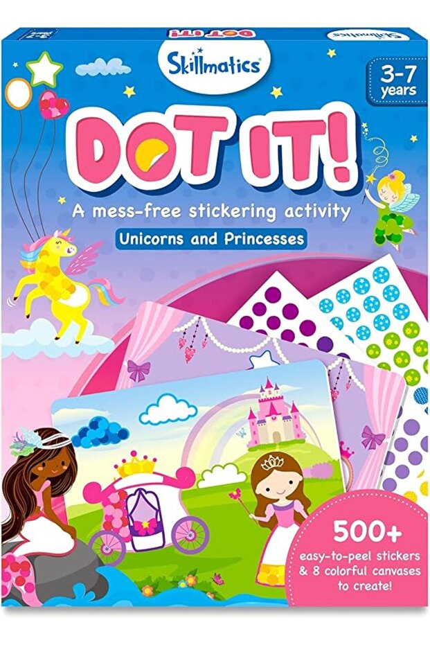 Dot It Sticker Art Activity - Unicorns & Princesses, Mess-Free Fun for Kids, 500+ Stickers, Craft Ki