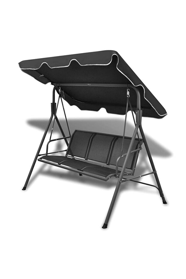 Garden Swing Bench with Canipy Black