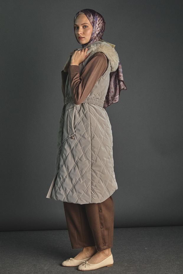 Çıkarılabilir Kapüşonlu Kapitone Yelek - 2