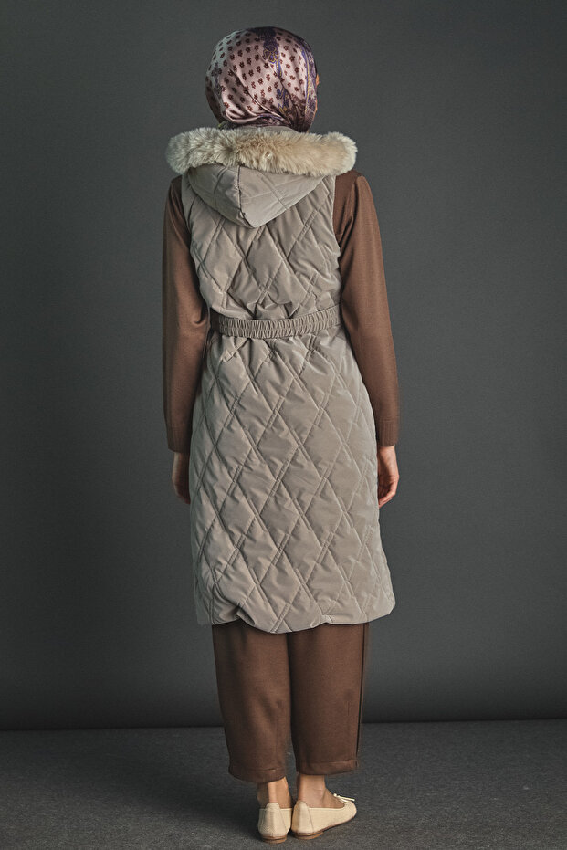 Çıkarılabilir Kapüşonlu Kapitone Yelek - 6