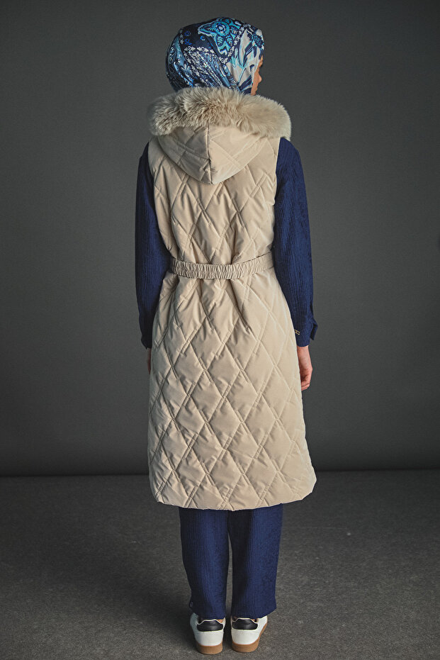 Çıkarılabilir Kapüşonlu Kapitone Yelek - 7