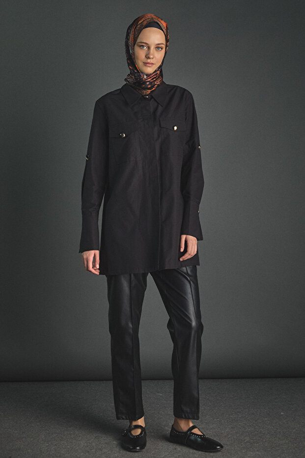 Kolları Şeritle Katlanabilir Tunik - 2