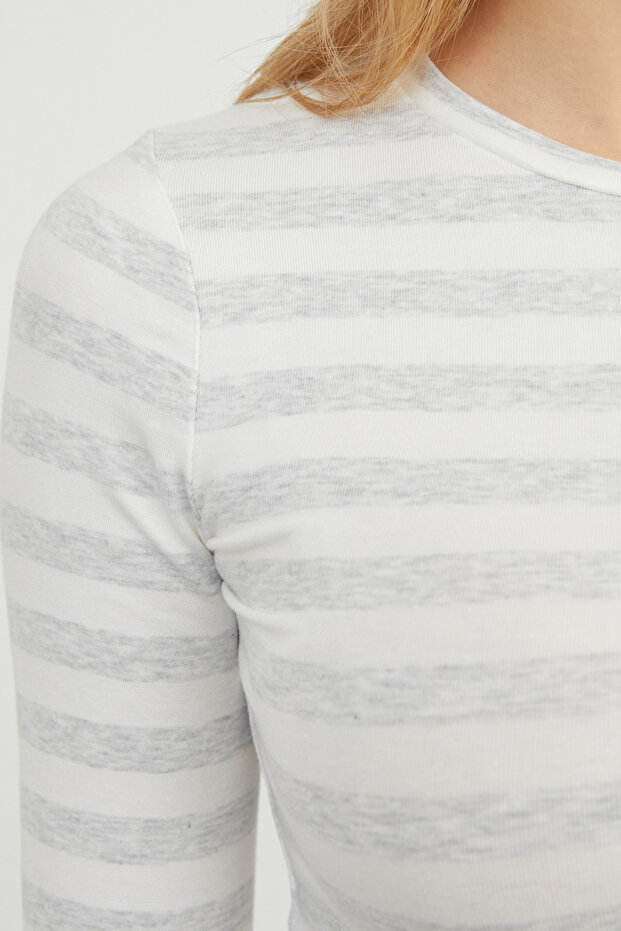 Basic Çizgili Likralı Body - 8