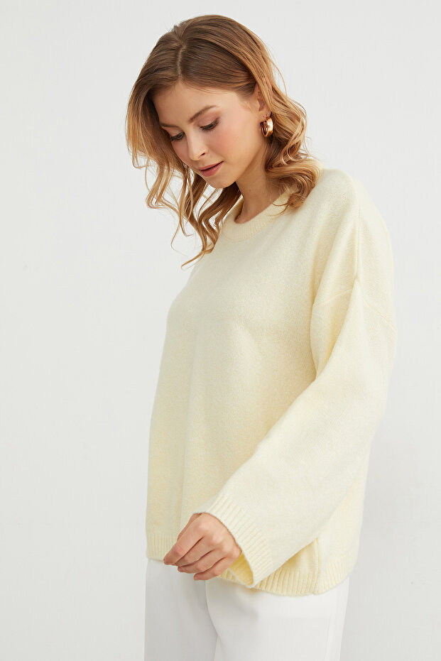 Basic Bisiklet Yaka Salaş Triko Kazak - 6