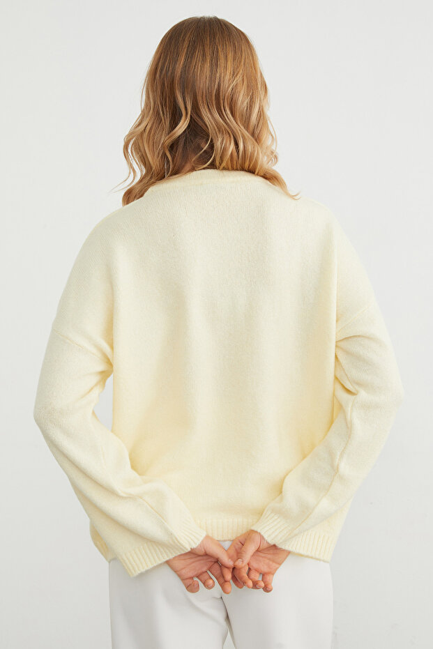 Basic Bisiklet Yaka Salaş Triko Kazak - 7