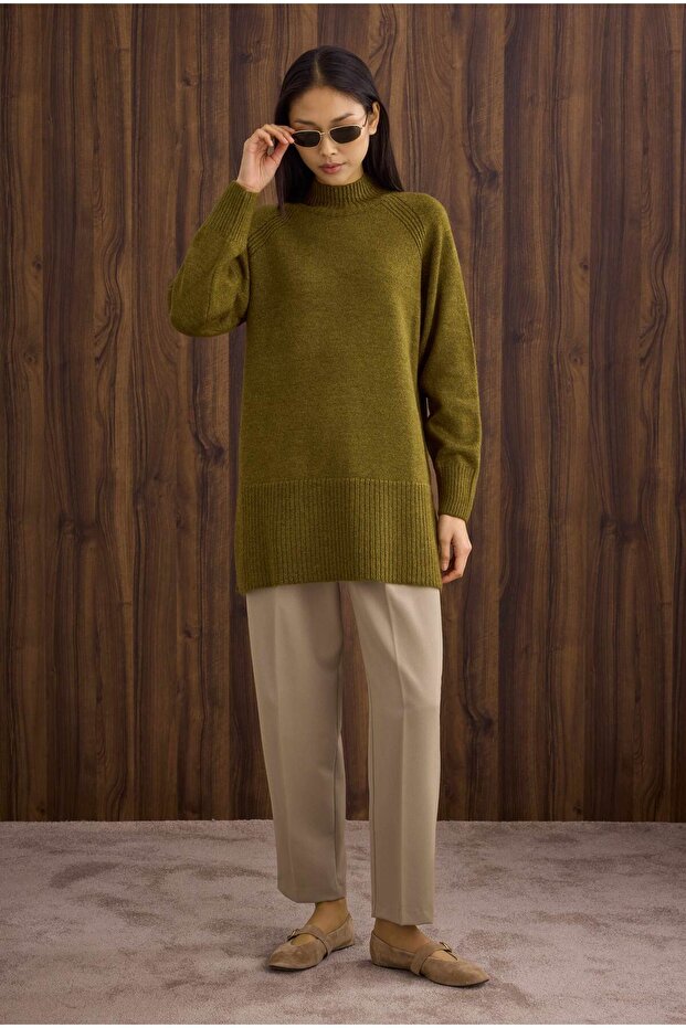 Balıkçı Yaka Basic Kazak Yosun - 4