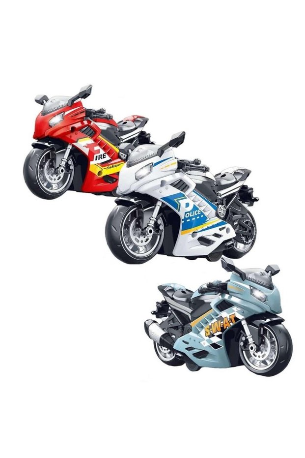Frictional Quality Toy Motorcycle Special Production from Abroad Police Motor 14 Cm. 1 Piece