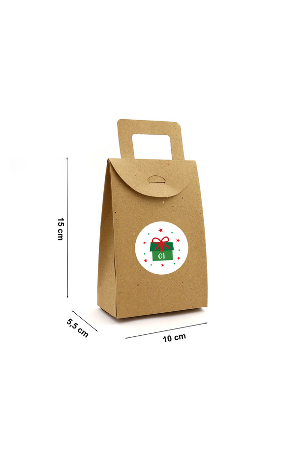 Kraft Advent Calendar 24 Adet Boş Hediye Kutusu Seti 10x15x5,5 cm + 24 Adet Numara Etiketi - 4