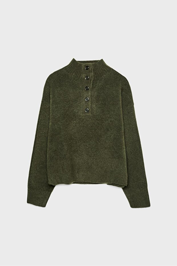 Düğmeli triko kazak - 5