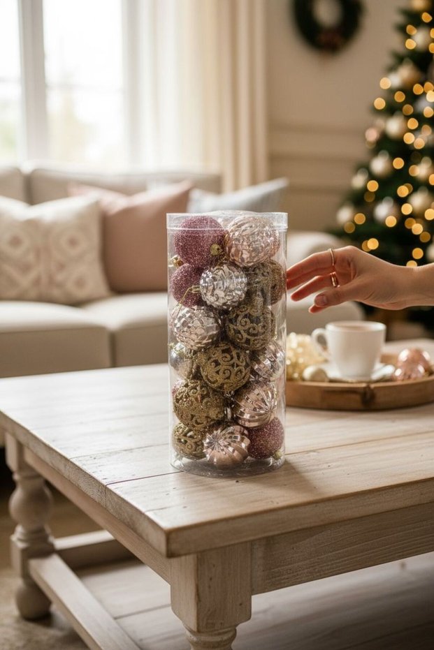 Hapyyland Christmas Pine Tree Ornament Rose Gold Luxury Christmas Ball Set 24 Pieces 5 cm Roseset Happy2025102