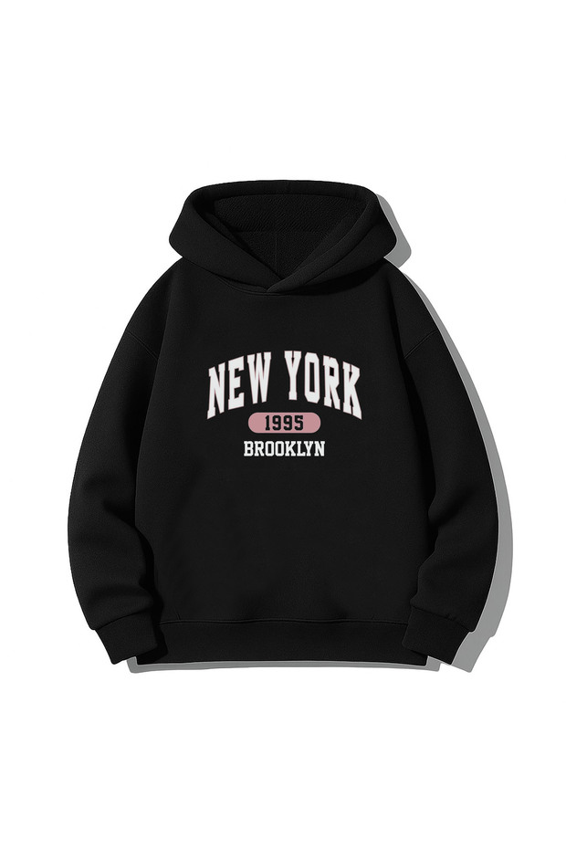 America New York City Printed Adult Black Hoodie Hooded Sweatshirt Hoodie