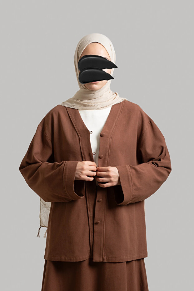 جاكيت كتان طبيعي - بني - 2