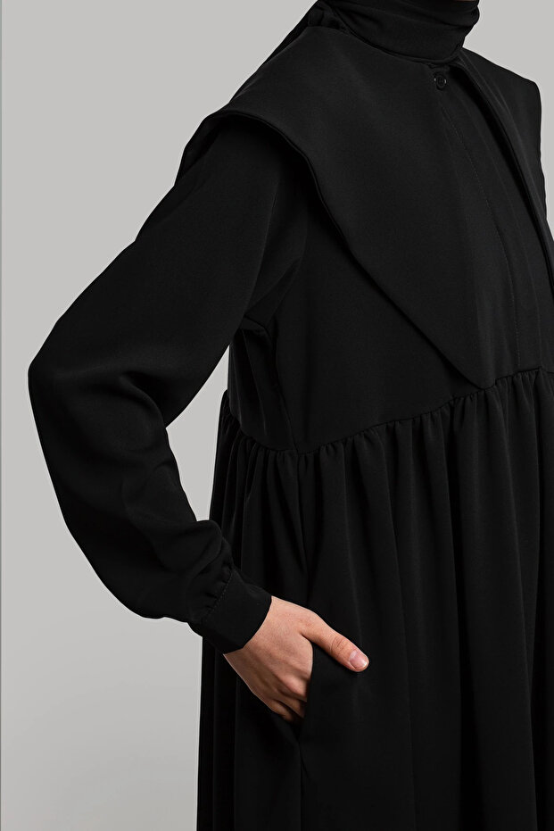 Rochie cu guler Ferace - Negru - 4