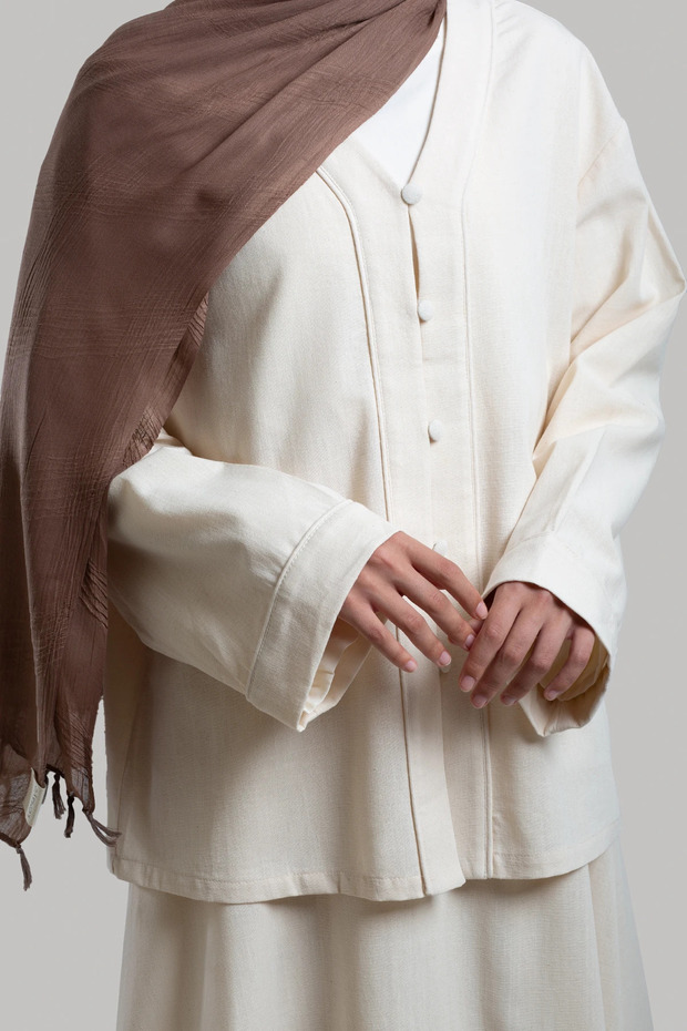 جاكيت كتان طبيعي - حجري - 2